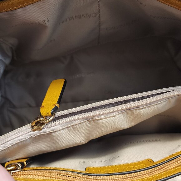 Calvin Klein Mustard Colored Satchel Purse - Picture 9 of 10